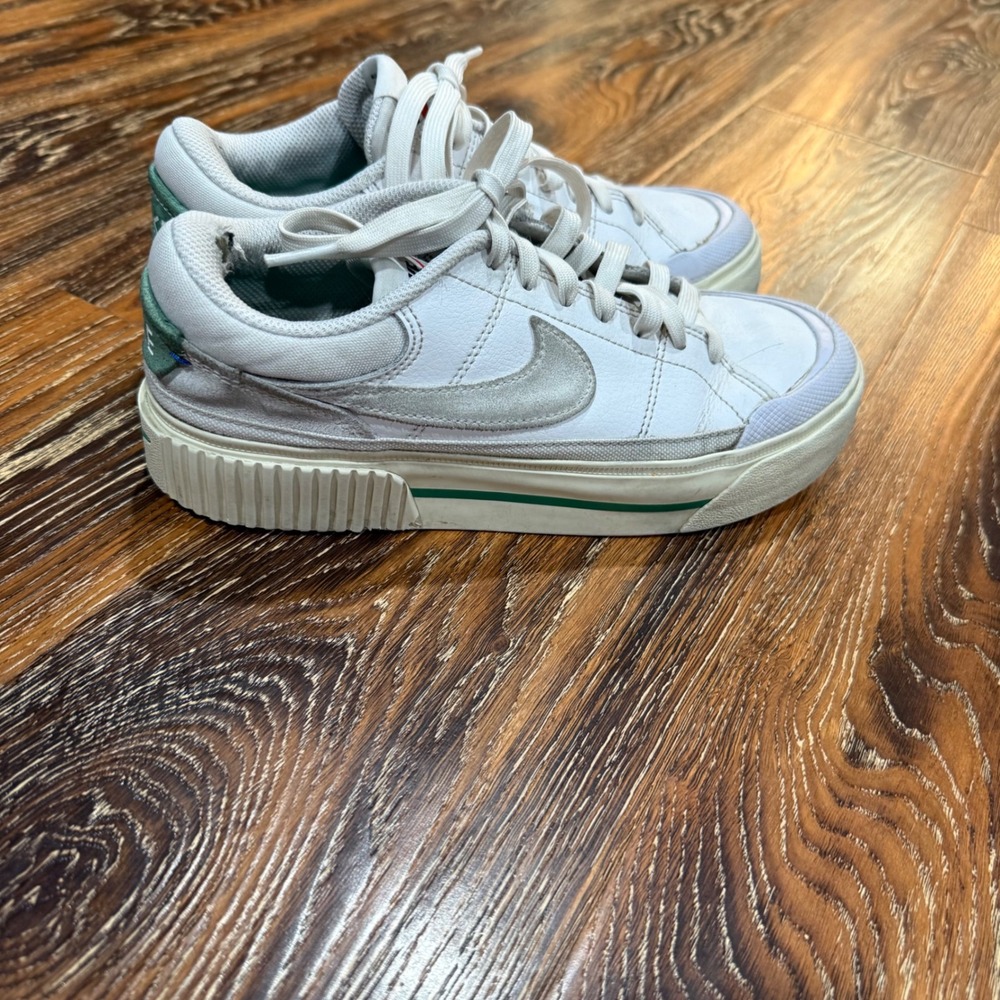 Nike 7 Court Legacy Lift Sneaker Women White Green Platform DM7590-101